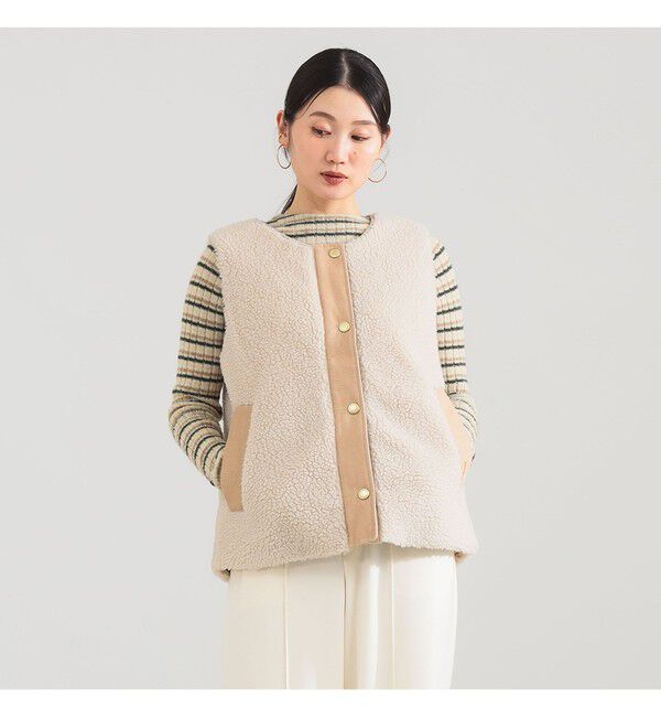 BEAMS SELECTION for WOMEN「Barbour / DULSIE ボア ライナー ベスト」|ダウン|ECRU