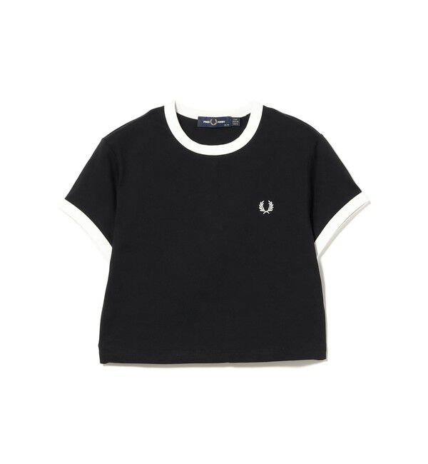 BEAMS SELECTION for WOMEN「FRED PERRY / クロップド リンガー Tシャツ」|Tシャツ・カットソー|BLACK