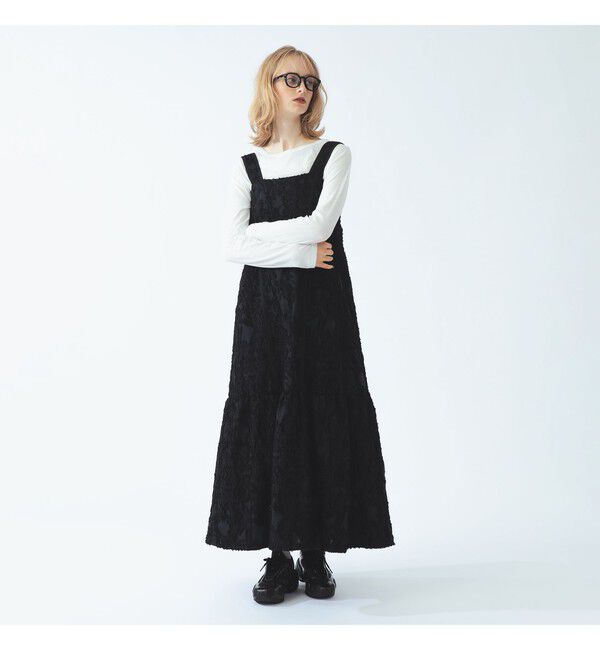 Ray BEAMS 「ジャカード ティアード キャミ ワンピース」|ワンピース|BLACK