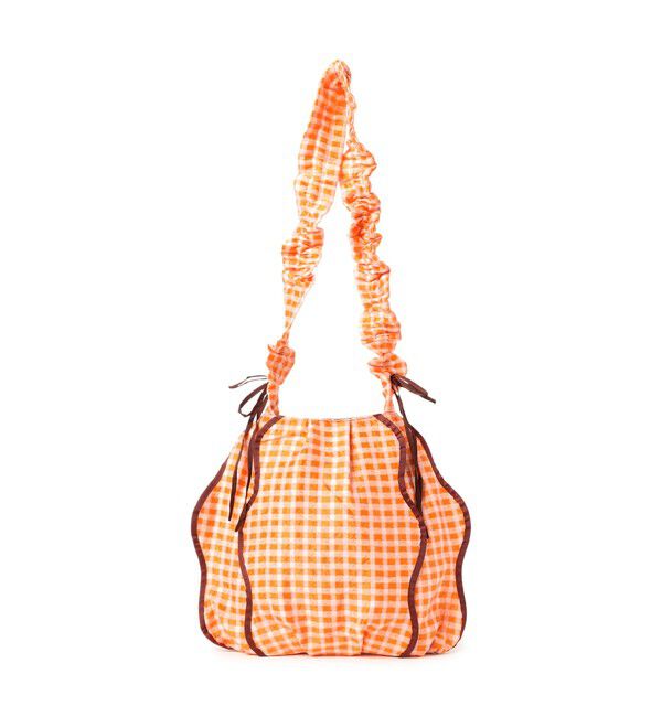 BEAMS SELECTION for WOMEN「【別注】Casselini / ウェーブ ギャザー バッグ」|ショルダー・メッセンジャー|ORANGE