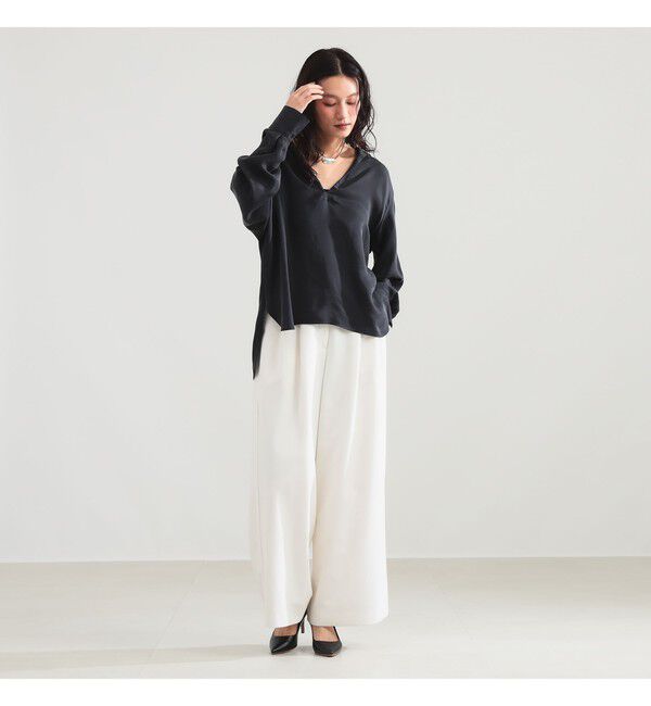 Demi-Luxe BEAMS 「【10/15 新規値下げ】キュプラ Vネック プルオーバーシャツ」|シャツ・ブラウス|