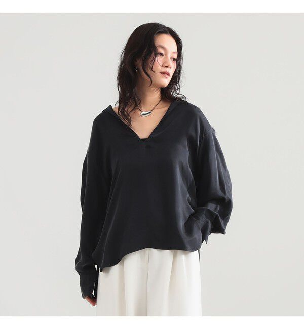 Demi-Luxe BEAMS 「【10/15 新規値下げ】キュプラ Vネック プルオーバーシャツ」|シャツ・ブラウス|