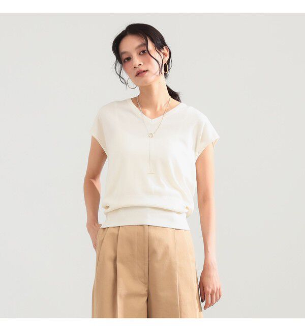 Demi-Luxe BEAMS 「2WAY 天竺 フレンチスリーブ プルオーバー」|ニット・セーター|OFF WHITE