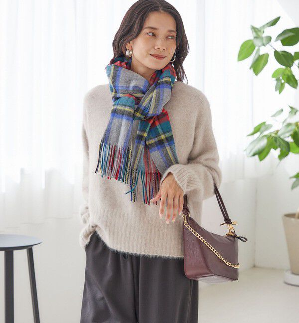 SHIPS for women「《一部予約》チェック カシミヤ ストール」|ストール|