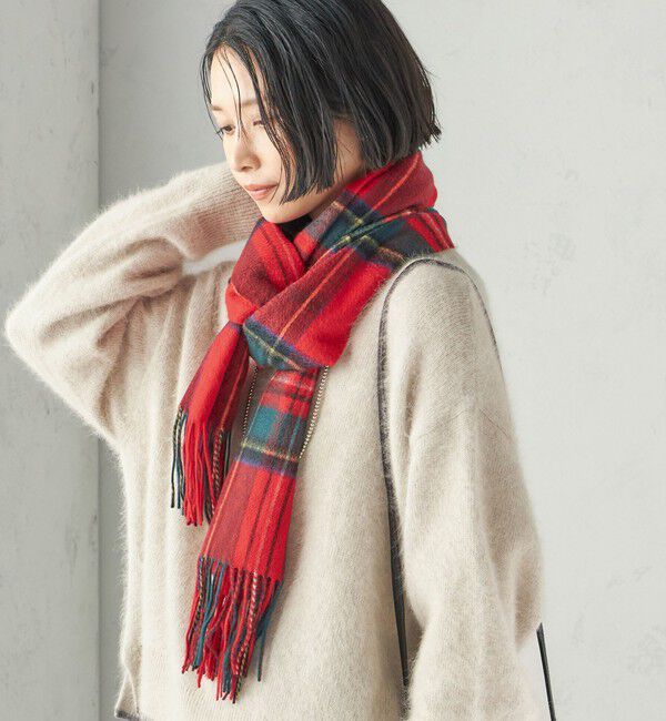 SHIPS for women「《一部予約》チェック カシミヤ ストール」|ストール|レッド