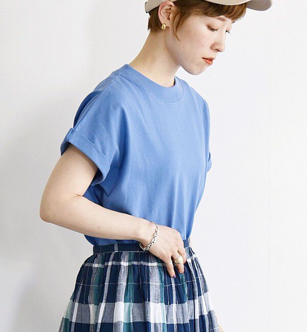 SHIPS any「〈抗菌防臭/洗濯機可能〉USAコットン フレンチスリーブ TEE」|Tシャツ・カットソー|ブルー