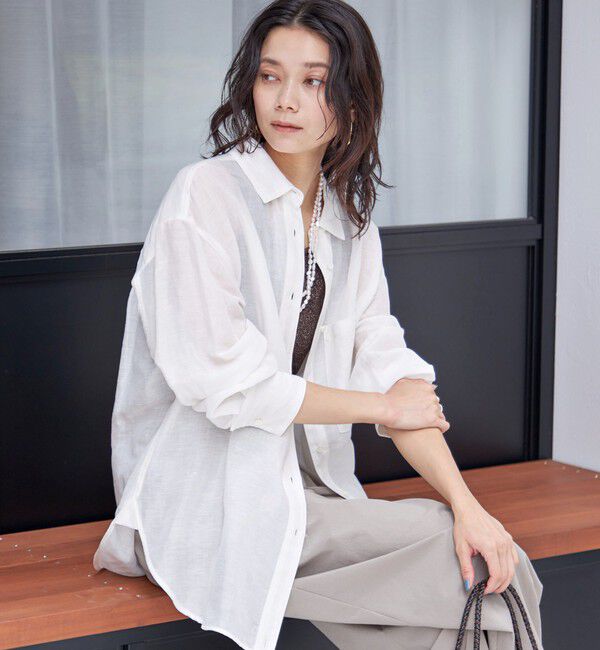SHIPS for women「〈手洗い可能〉IMPERIAL LINEN オーバー シャツ」|シャツ・ブラウス|オフホワイト