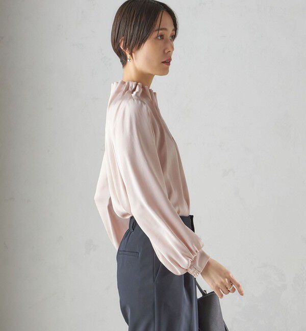 SHIPS for women「【一部WEB限定】〈手洗い可能〉ヴィンテージ サテン ネック ギャザー ブラウス」|シャツ・ブラウス|