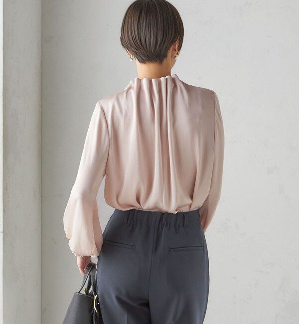 SHIPS for women「【一部WEB限定】〈手洗い可能〉ヴィンテージ サテン ネック ギャザー ブラウス」|シャツ・ブラウス|