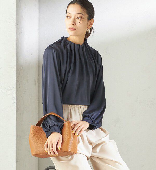 SHIPS for women「【一部WEB限定】〈手洗い可能〉ヴィンテージ サテン ネック ギャザー ブラウス」|シャツ・ブラウス|