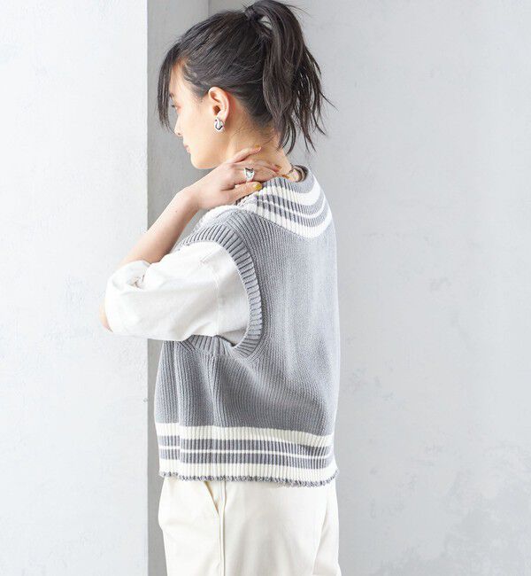 SHIPS for women「【SHIPS別注】WRAPINKNOT:〈手洗い可能〉チルデン ニット ベスト」|ベスト・ジレ|