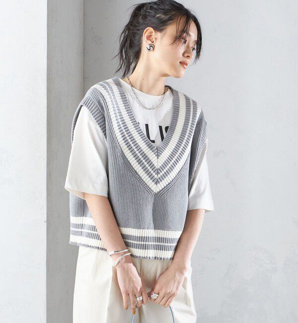 SHIPS for women「【SHIPS別注】WRAPINKNOT:〈手洗い可能〉チルデン ニット ベスト」|ベスト・ジレ|