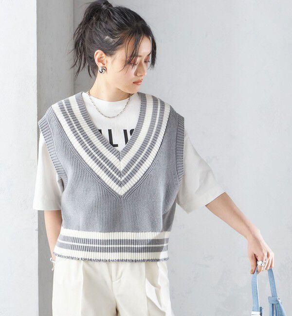 SHIPS for women「【SHIPS別注】WRAPINKNOT:〈手洗い可能〉チルデン ニット ベスト」|ベスト・ジレ|