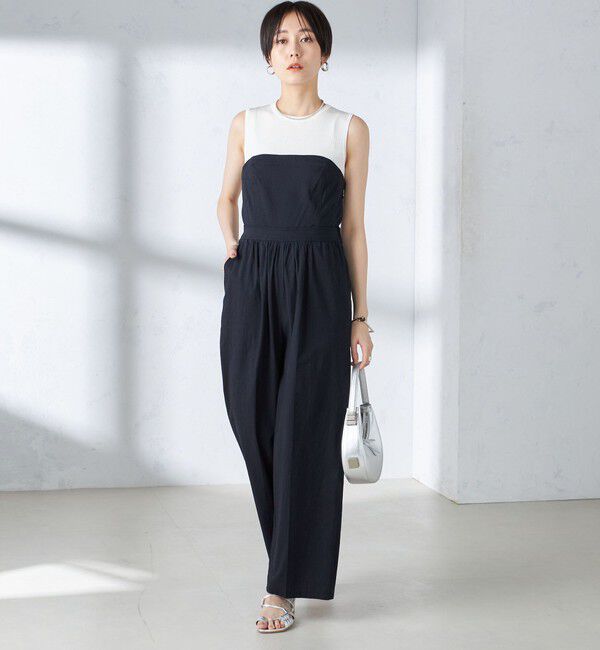 SHIPS for women「〈手洗い可能〉ストレッチ リネン ベアトップ サロペット」|ワンピース|