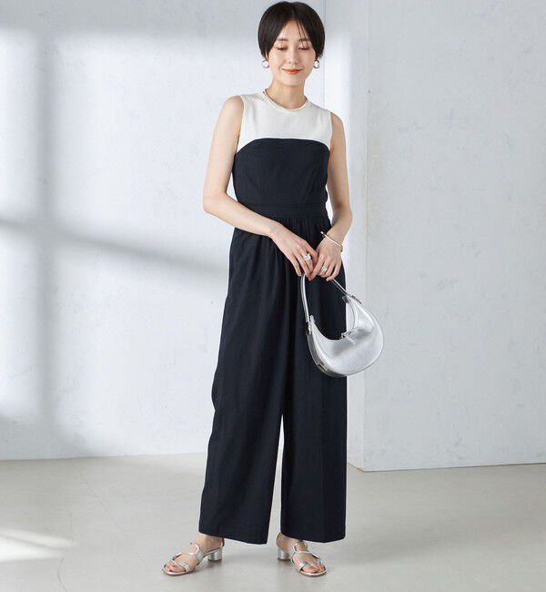 SHIPS for women「〈手洗い可能〉ストレッチ リネン ベアトップ サロペット」|ワンピース|