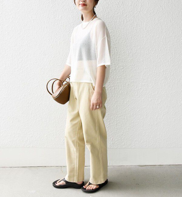 SHIPS for women「〈手洗い可能〉メッシュ編 半袖 ニット プルオーバー」|ニット・セーター|