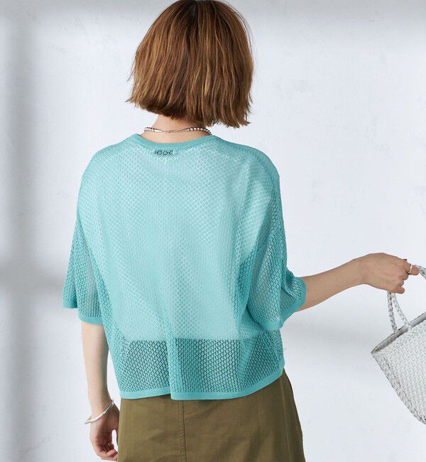 SHIPS for women「〈手洗い可能〉メッシュ編 半袖 ニット プルオーバー」|ニット・セーター|