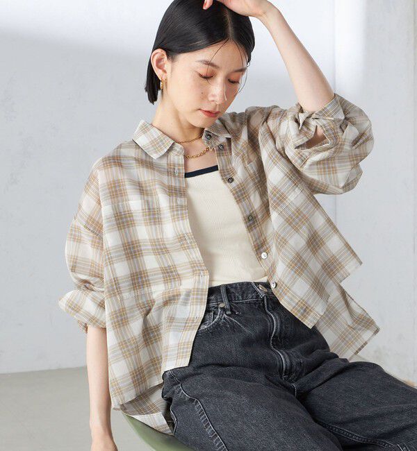 SHIPS for women「〈手洗い可能〉シアー チェック ロング スリーブ シャツ」|シャツ・ブラウス|
