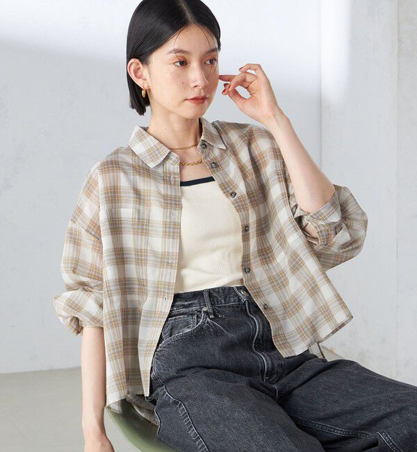 SHIPS for women「〈手洗い可能〉シアー チェック ロング スリーブ シャツ」|シャツ・ブラウス|