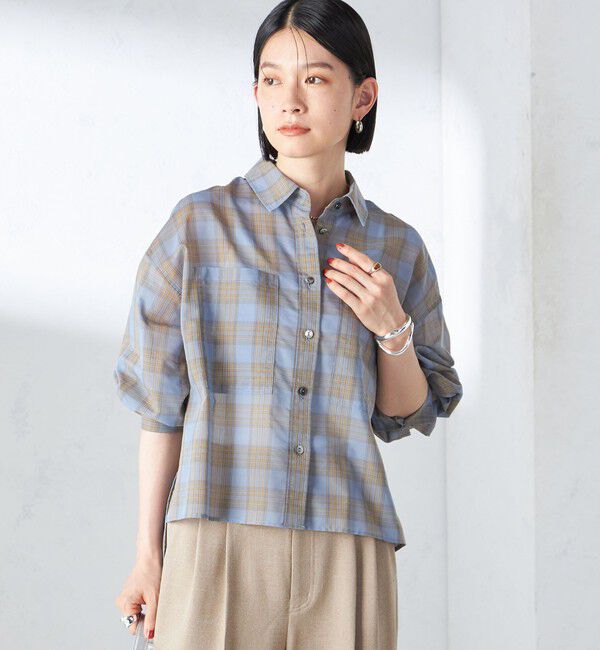 SHIPS for women「〈手洗い可能〉シアー チェック ロング スリーブ シャツ」|シャツ・ブラウス|