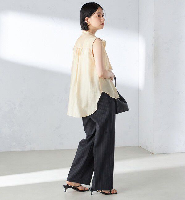SHIPS for women「〈手洗い可能〉ストライプ ツイル ストレート パンツ」|スラックス|
