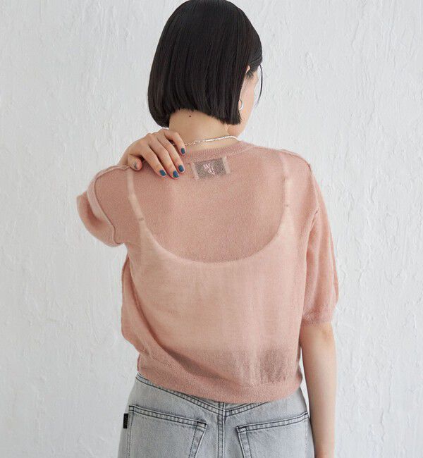 SHIPS for women「Wai＋:〈手洗い可能〉モヘヤブレンド 半袖 プルオーバー」|ニット・セーター|
