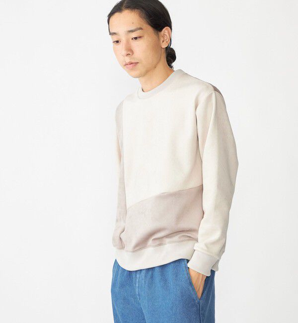 SHIPS「SHIPS:〈洗濯機可能〉パネル ポリエステル スエード ドッキング  ロングスリーブ Tシャツ」|プルオーバー|