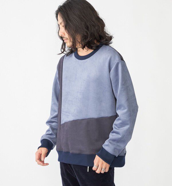 SHIPS「SHIPS:〈洗濯機可能〉パネル ポリエステル スエード ドッキング  ロングスリーブ Tシャツ」|プルオーバー|