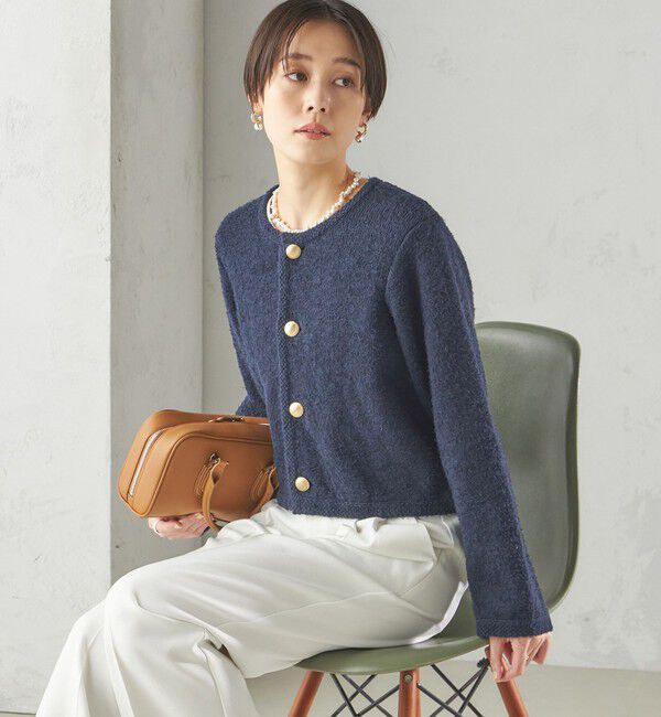 SHIPS for women「〈手洗い可能〉ミックス ツイード ショート ジャケット」|カーディガン|