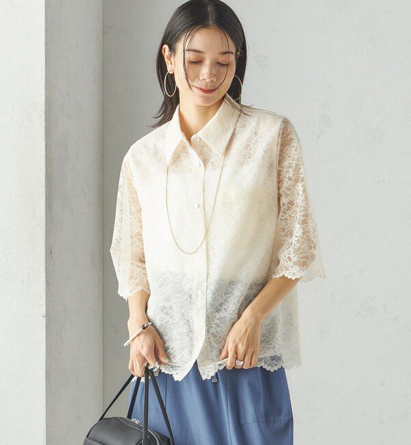 SHIPS for women「〈手洗い可能〉ラッセル レース シャツ」|シャツ・ブラウス|