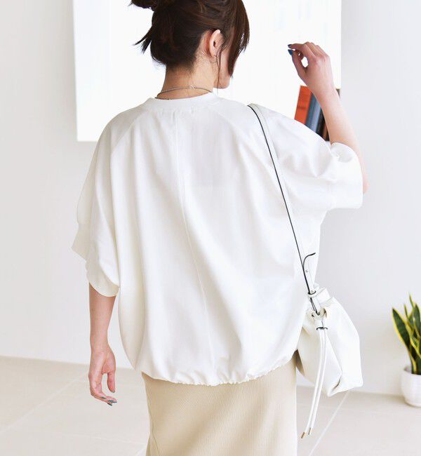 quaranciel「〈洗濯機可能〉ライト ポンチ ハーフスリーブ ドロスト ルーズ TEE」|Tシャツ・カットソー|