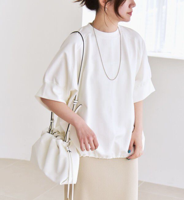 quaranciel「〈洗濯機可能〉ライト ポンチ ハーフスリーブ ドロスト ルーズ TEE」|Tシャツ・カットソー|