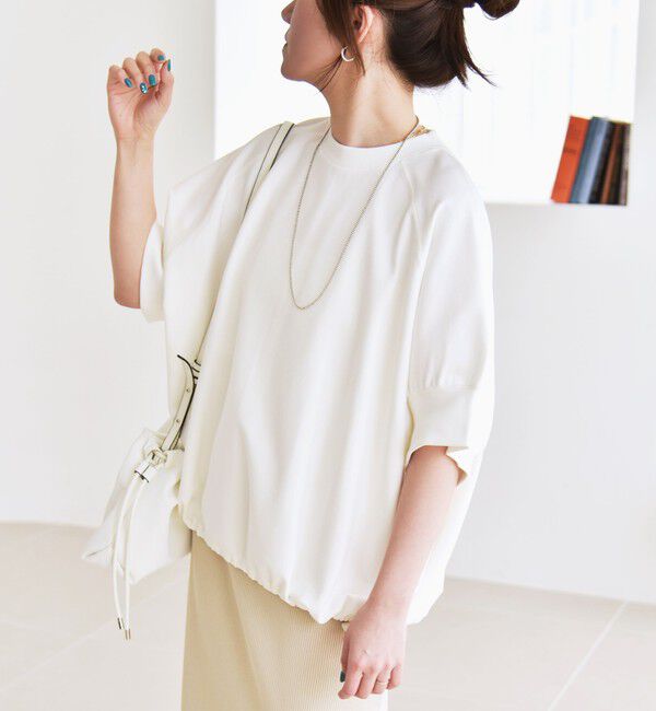 quaranciel「〈洗濯機可能〉ライト ポンチ ハーフスリーブ ドロスト ルーズ TEE」|Tシャツ・カットソー|