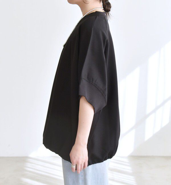 quaranciel「〈洗濯機可能〉ライト ポンチ ハーフスリーブ ドロスト ルーズ TEE」|Tシャツ・カットソー|