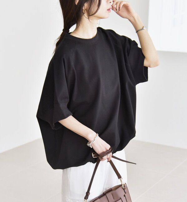 quaranciel「〈洗濯機可能〉ライト ポンチ ハーフスリーブ ドロスト ルーズ TEE」|Tシャツ・カットソー|