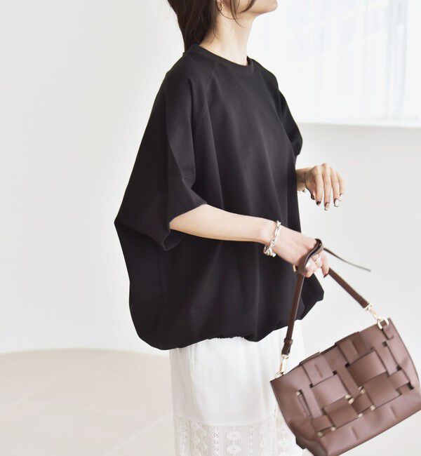 quaranciel「〈洗濯機可能〉ライト ポンチ ハーフスリーブ ドロスト ルーズ TEE」|Tシャツ・カットソー|