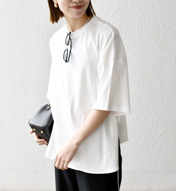 SHIPS any「〈接触冷感/汗染み防止加工/洗濯機可能〉ラウンドヘム クルー ビッグ TEE」|Tシャツ・カットソー|