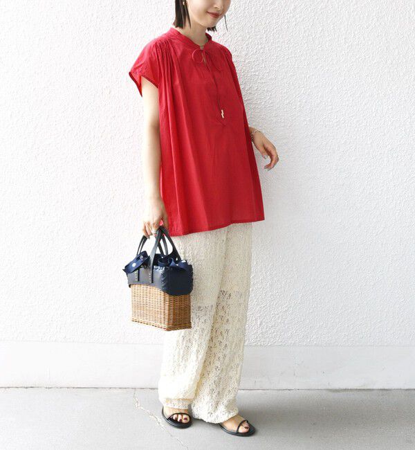 SHIPS for women「〈手洗い可能〉スキッパー タック フレンチ スリーブ ブラウス」|シャツ・ブラウス|