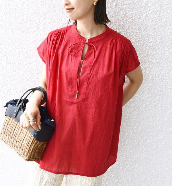 SHIPS for women「〈手洗い可能〉スキッパー タック フレンチ スリーブ ブラウス」|シャツ・ブラウス|