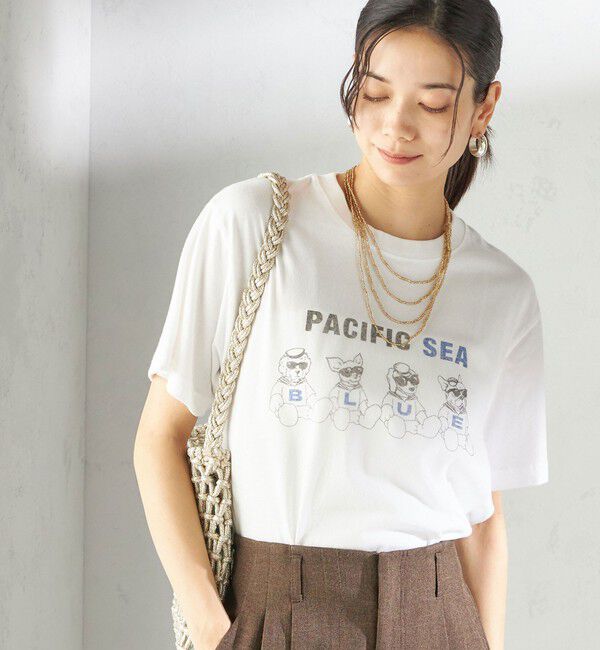 SHIPS for women「【SHIPS別注】Odub:〈手洗い可能〉プリント TEE」|Tシャツ・カットソー|ホワイト
