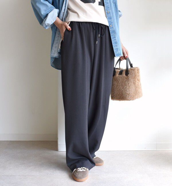 SHIPS for women「〈UVカット/防シワ加工〉梳毛調 ストレッチ ドロスト パンツ」|その他|