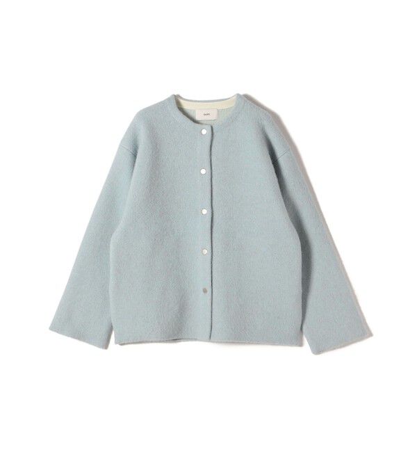 SHIPS for women「フォックス ブレンド ノーカラー ニット コート」|ノーカラーコート|