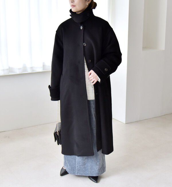 quaranciel「《一部追加予約》PURE WOOL スタンド & ステンカラー ロング コート」|ステンカラーコート|