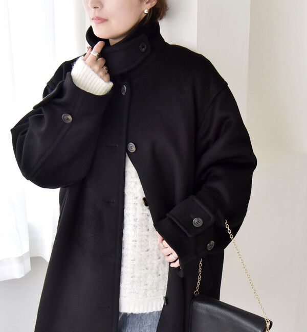 quaranciel「《一部追加予約》PURE WOOL スタンド & ステンカラー ロング コート」|ステンカラーコート|