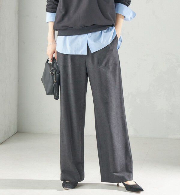 SHIPS for women「〈手洗い可能〉両面起毛 ポケット デザイン ドロスト パンツ」|その他|ダークグレー