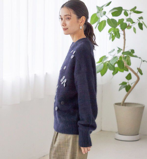 SHIPS for women「〈手洗い可能〉フォックス スパンコール クルーネック ニット」|ニット・セーター|