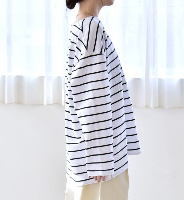 quaranciel「quaranciel:〈洗濯機可能〉ボーダー ビッグ スキッパー プルオーバー」|Tシャツ・カットソー|