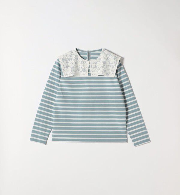 SHIPS any「SHIPS any:〈洗濯機可能〉マリンボーダー レース 襟 プルオーバー」|Tシャツ・カットソー|