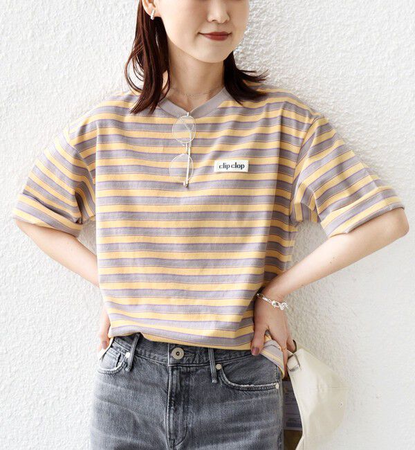 SHIPS for women「【WEB限定】マルチ ボーダー 5分袖 TEE」|Tシャツ・カットソー|