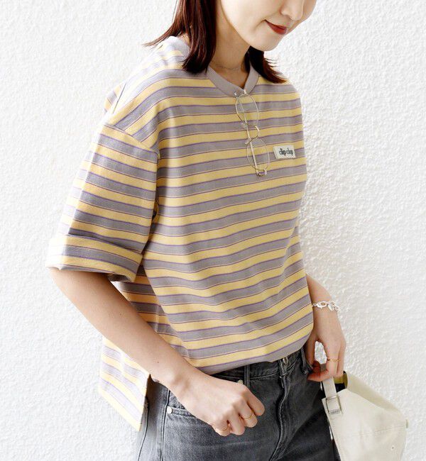 SHIPS for women「【WEB限定】マルチ ボーダー 5分袖 TEE」|Tシャツ・カットソー|